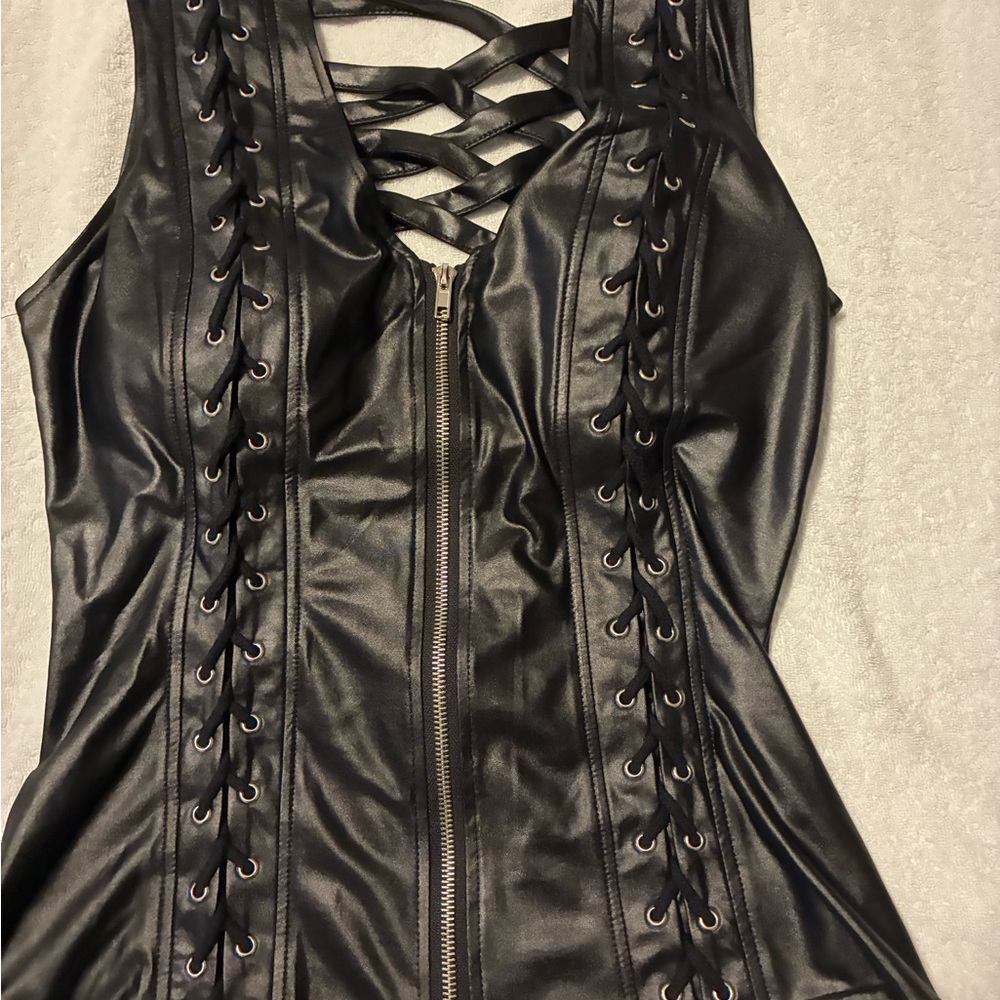 Black Lace-Up Camisole Top